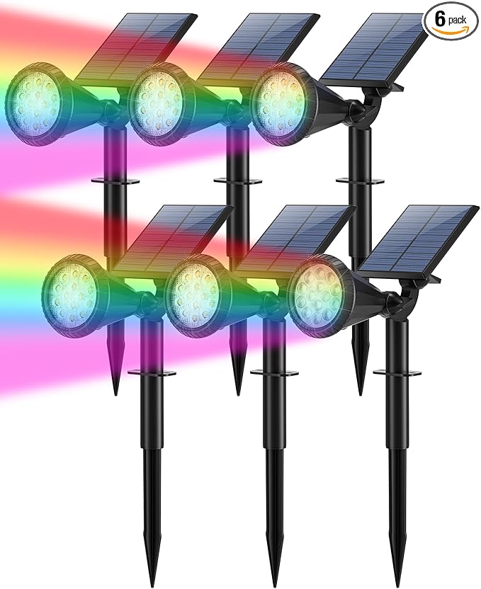 Color Changing Solar Spot Lights Outdoor Waterproof 180° Adjustable Colored RGB by TadyrealSolarLights