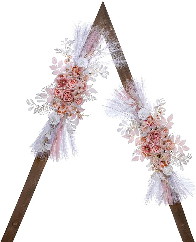 Artificial Flowers for Wedding Arch, Salmon Pink Silk Swag Set