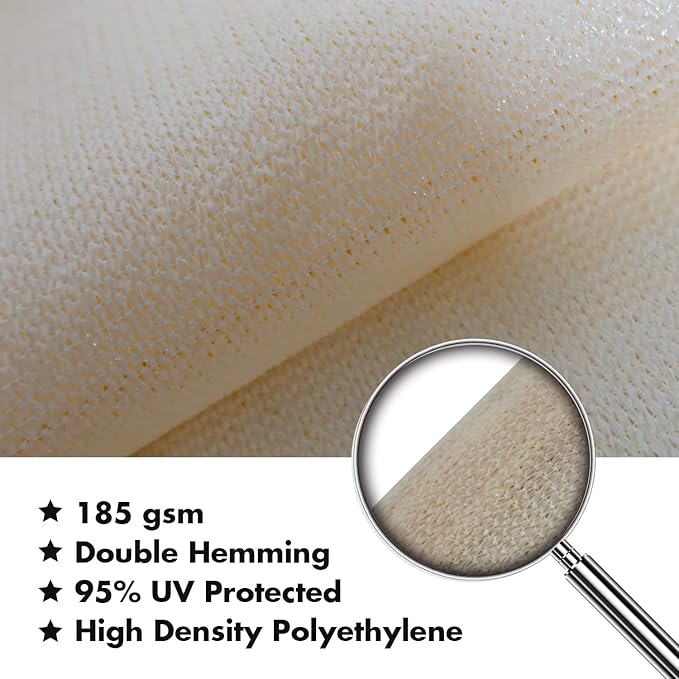 KANAGAWA 8'X14' Cream Custom Size Sun Shade Sail Rectangle UV Block Canopy Cover - Image 4