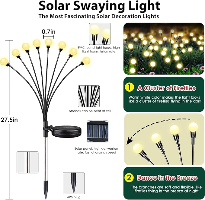 12-Pack Garden Solar Lights, 96 LED Solar Lights Outdoor - Image 7