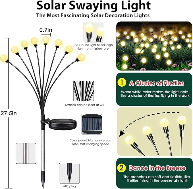 4-Pack Garden Solar Lights, 32 LED Solar Lights Outdoor - Image 7