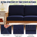 Sofa Covers for Patio Cushions, Navy Stretch Fit, Set of 4