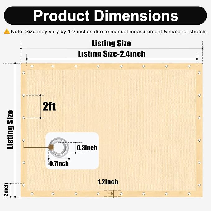 Artpuch 90% Sun Shade Cloth, 10 x 12 FT Pergola Shade Cover Canopy - Image 4