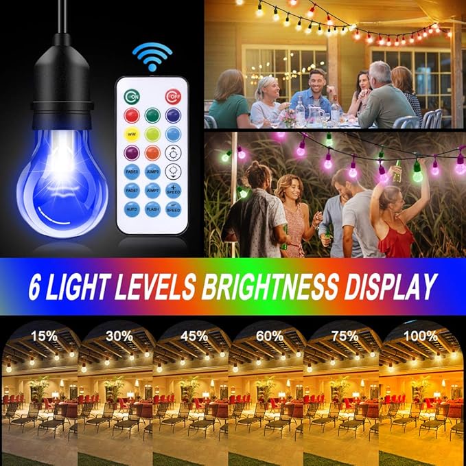 String Lights 96 FT Outdoor LED Multicolor with Remote Control