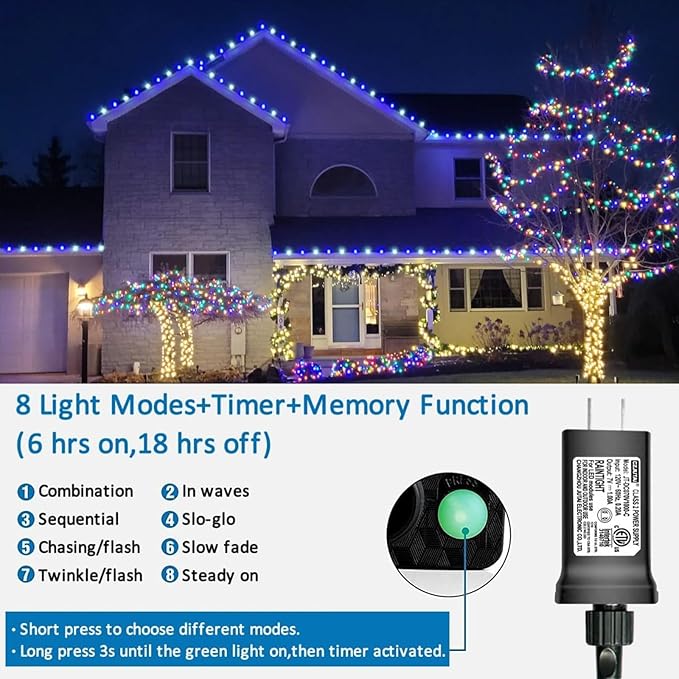 String Lights, 165ft 500 LED Outdoor Waterproof Blue