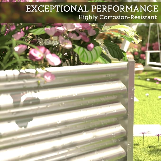 3 Pack 8x4FT Corrugated Galvanized Steel Raised Garden Bed Outdoor, Metal Above - Image 6