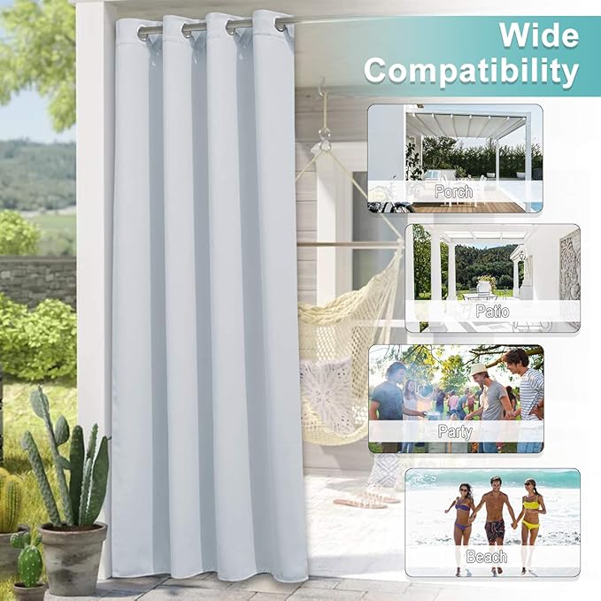 NICETOWN Large Outdoor Curtain for Cabana Waterproof, Rust-Proof Grommet Top - Image 6