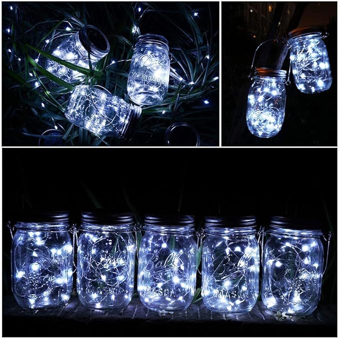 String Lights for Mason Jars, Solar Lid, 12 Pack, 30 LED