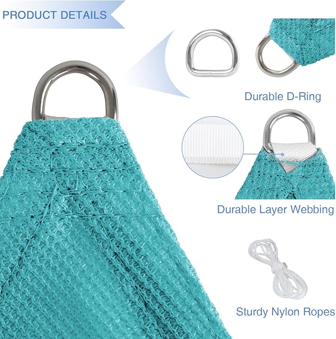 E&K Sunrise 3' x 3' x 3' Sun Shade Sail Triangle Canopy Shade Cover UV Block - Image 4