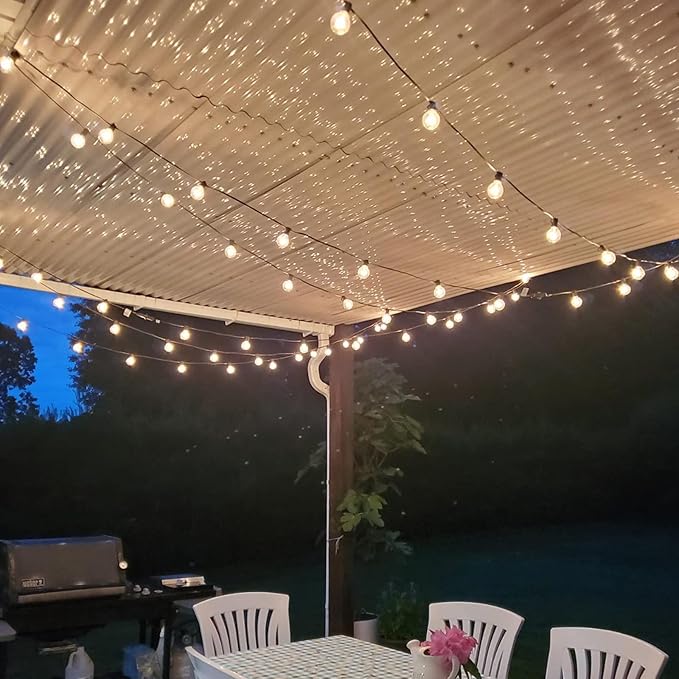 String Lights, 50 ft G40 Globe Outdoor Patio Lights in Black