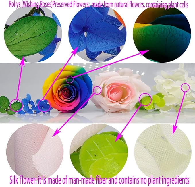 Artificial Preserved Rose Bottle with Color-Changing LED Light, Green