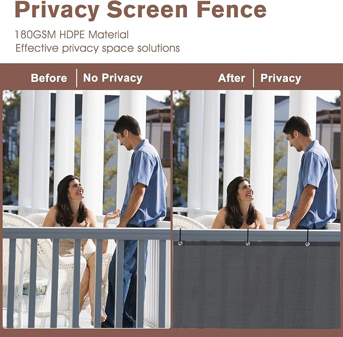 Garden Privacy Screen, 3 x 29 ft, Dark Gray HDPE Mesh