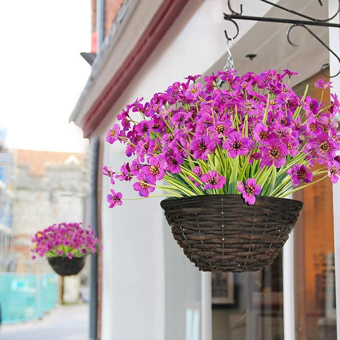 Artificial Plants Greenery, 30 Bundles Purple UV Resistant Outdoor Flowers