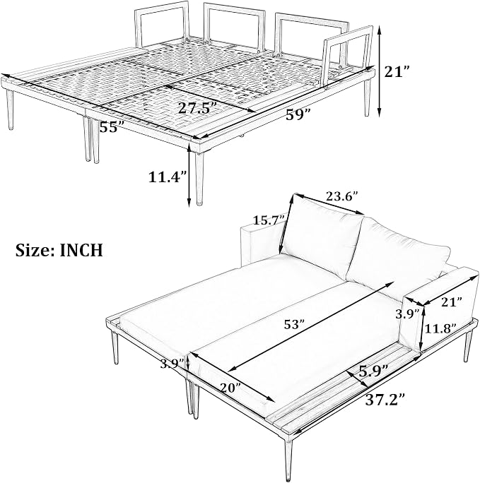 Outdoor Patio Daybed with Wood Topped Side Spaces - Image 7