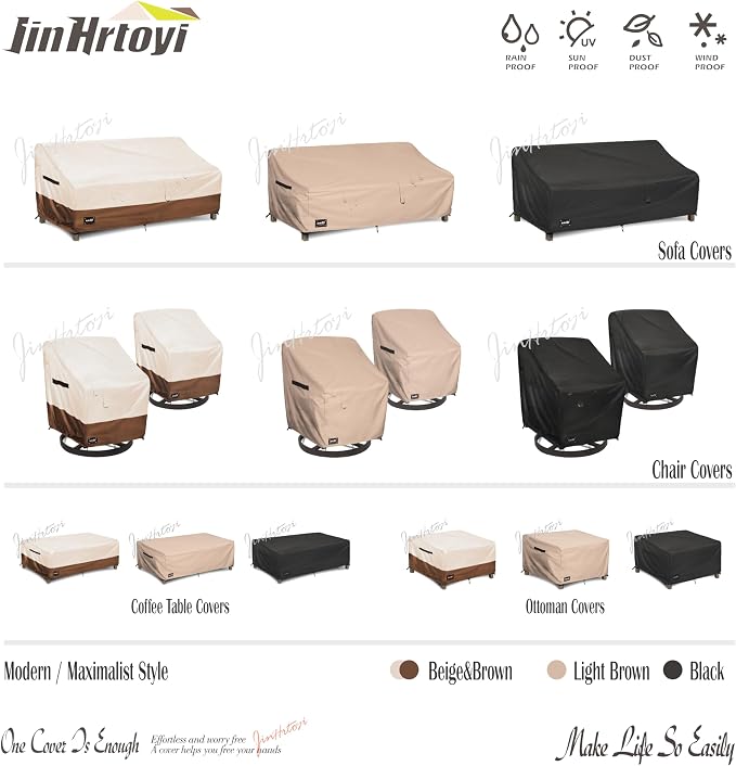 3-Seater Outdoor Couch Cover, 93Wx40Dx35H inches Outdoor Furniture Covers - Image 9