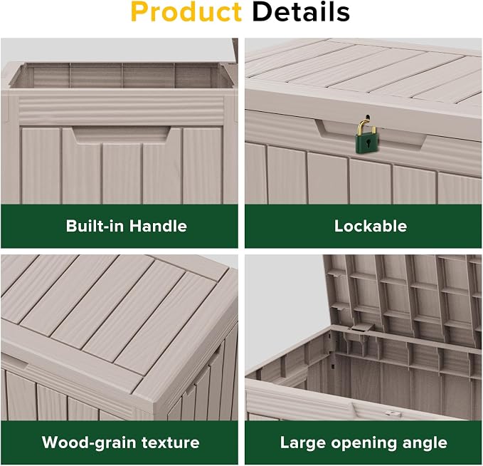 TARKARI 45 Gallon Lockable Resin Deck Box, Waterproof & UV-Resistant Outdoor - Image 4