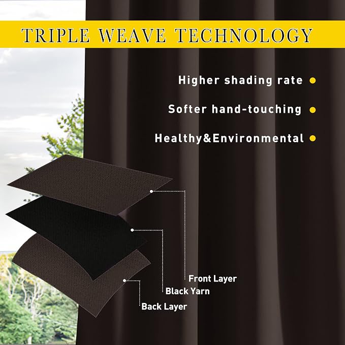 NICETOWN 2 Panels Weighted Blackout Curtains Patio Waterproof Outdoor Curtains - Image 6