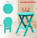 Dining Table, 24.5 Inch Turquoise HDPE Folding Patio Table