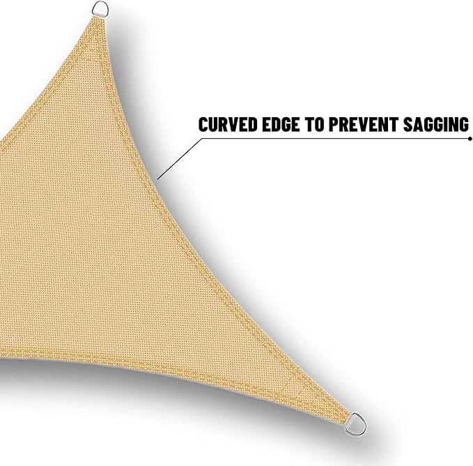 SUNNY GUARD Waterproof Sun Shade Sail 15'x15'x15' Sand Triangle UV Block - Image 4