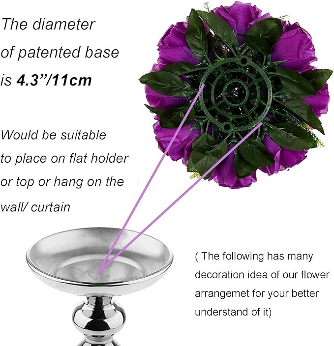 Artificial Flower Balls, 6 Pcs Purple Silk Rose Centerpieces