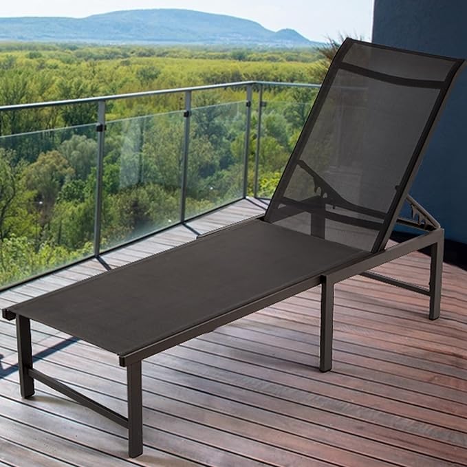 Outdoor Pool Lounge Chairs, Patio Aluminum Chaise Lounge, Five-Position - Image 7