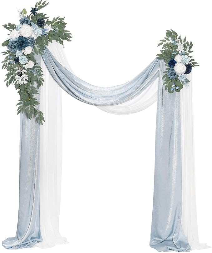 Artificial Flower Arch Swag Kit, Dusty Blue Silk, 4-Piece Set