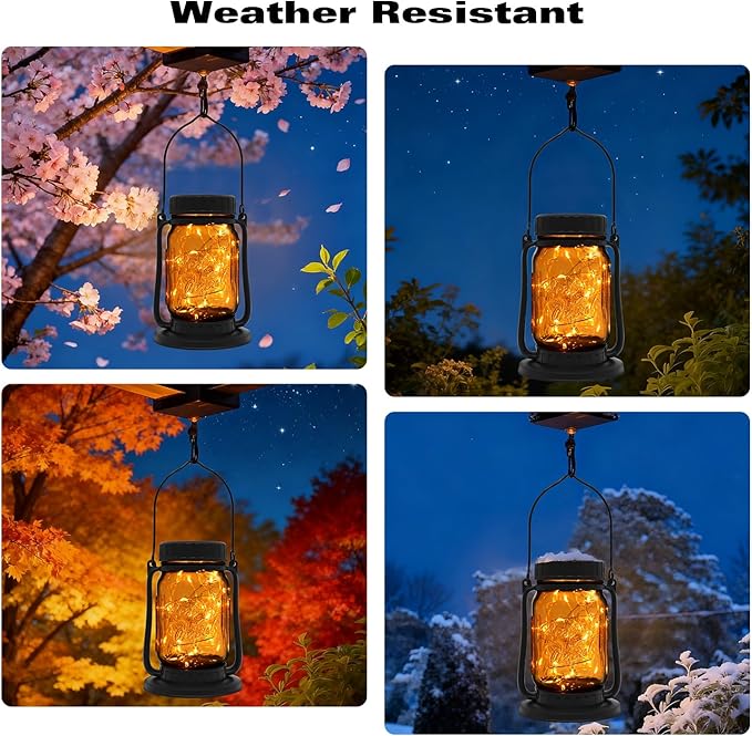 Lanterns, Solar Mason Jar Brown Glass, 30 Warm White Beads