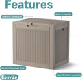 Deck Box, 30 Gallon Grey Resin, Lockable and Waterproof