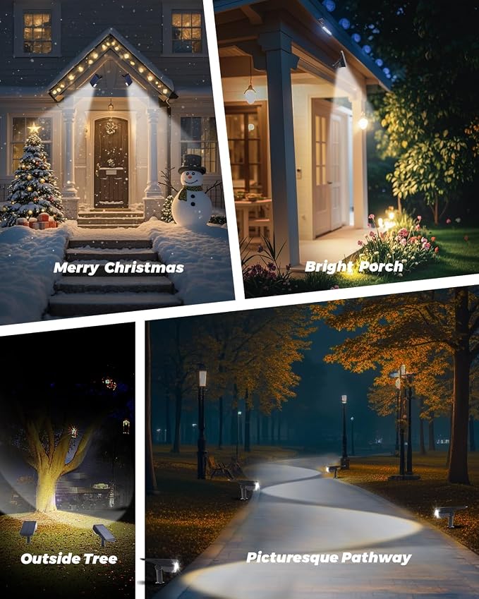 2 Pack Solar Powered Outdoor Spot Lights Outside Waterproof 20 LEDs Landscape - Image 8