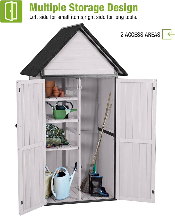 Storage Shed with Metal Frame, Sloped Roof and 3 Adjustable Shelves
