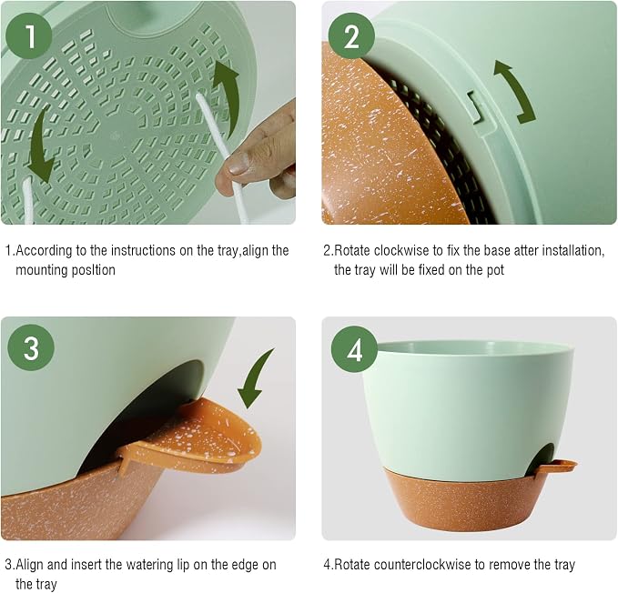 12 inch Large Self Watering Pots, Plastic Planters - Image 4