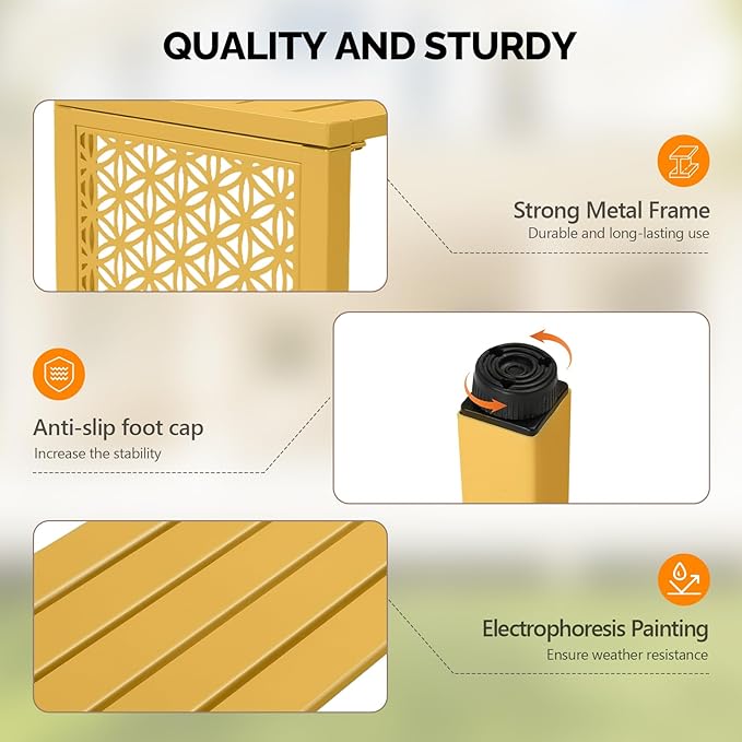 VINGLI 40in Outdoor Metal Bench, All-Weathe Backless Patio Bench - Image 5