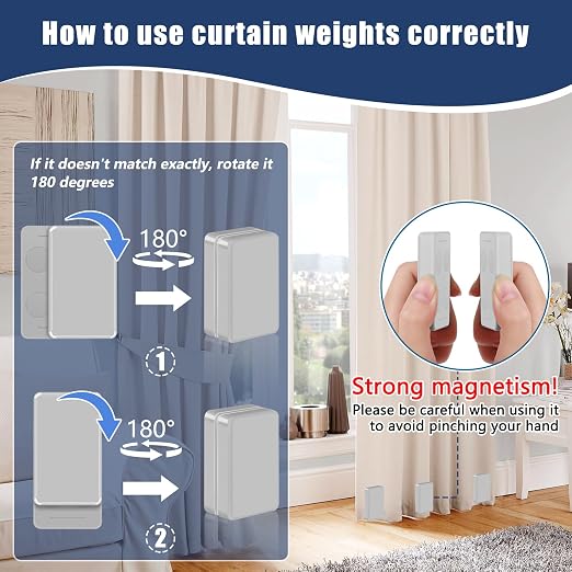 16 Pcs Outdoor Curtain Weights, 8 Pairs Upgrade to Heavier Magnetic Drapery - Image 5