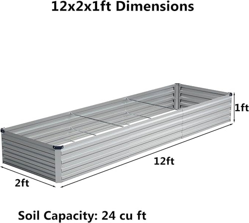 12x2x1 ft Galvanized Raised Garden Bed, Outdoor Planter Box Metal Patio Kit - Image 2
