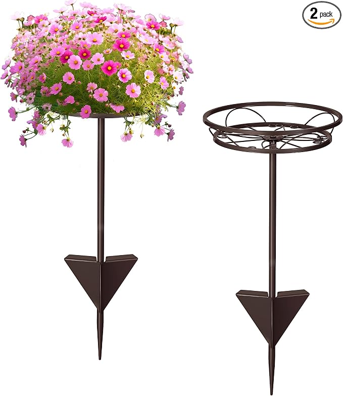 Tellingyou 2 Pack Adjustable Outdoor Flower Pot Stand, Metal Outdoor Plant by Tellingyou