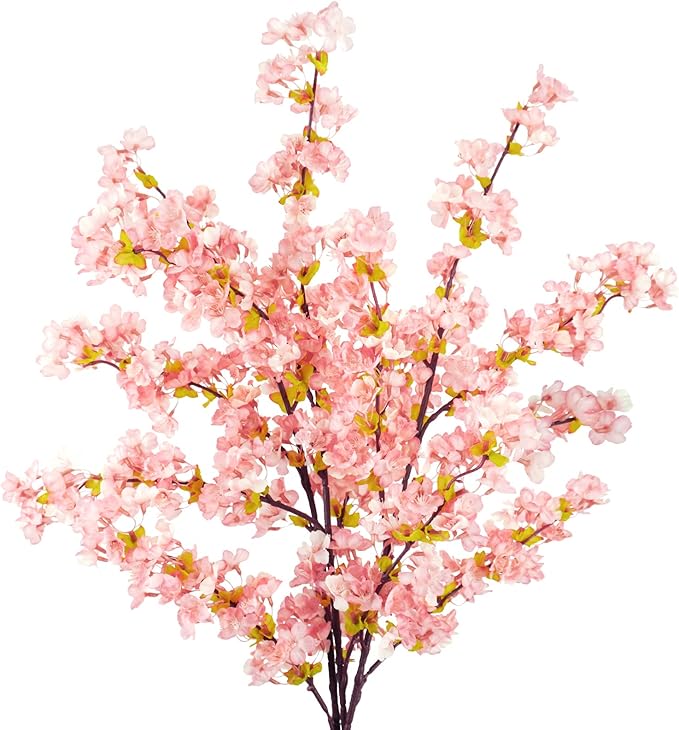 Artificial Cherry Blossom Branches, Pink Silk, 39.3 in, Set of 3