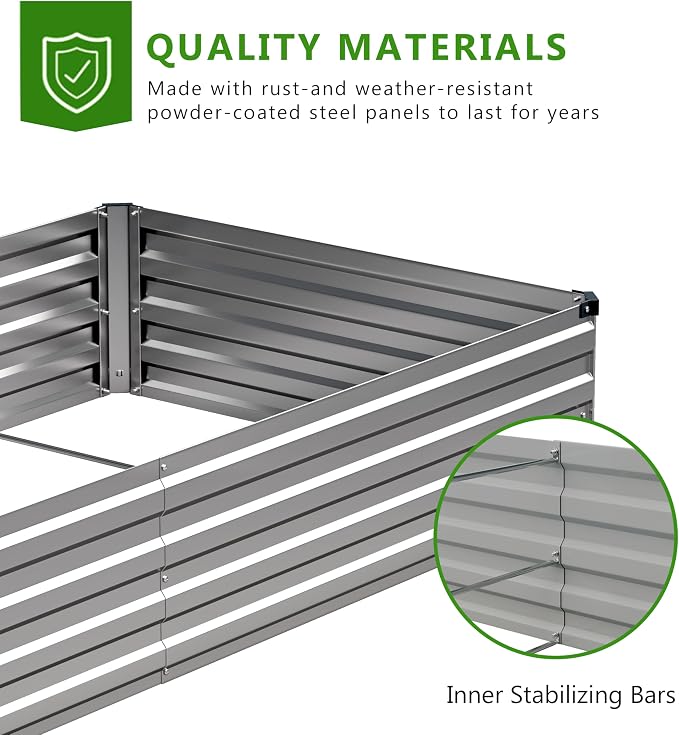 2PCS 8x4x1ft Galvanized Raised Garden Bed Kit, Galvanized Planter Raised Garden - Image 5