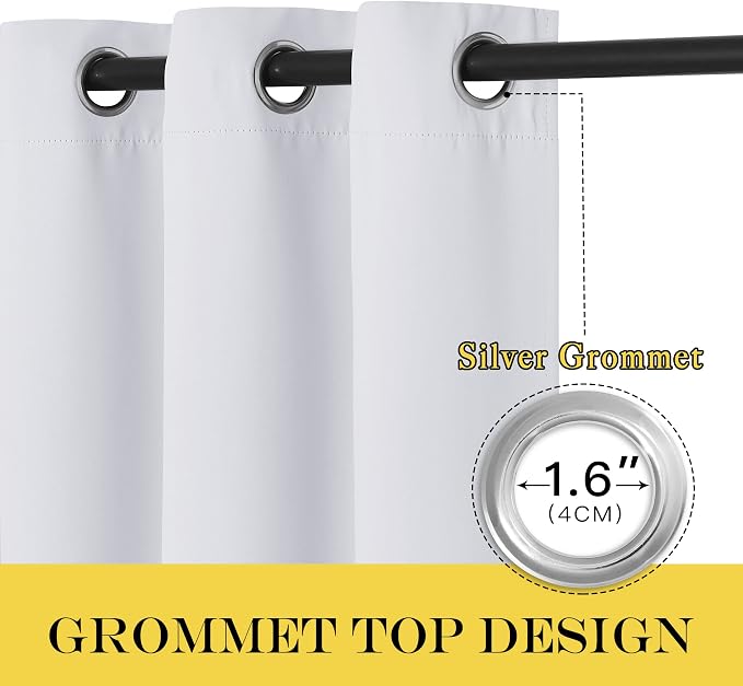 NICETOWN Greyish White Curtain for Bedroom, Room Darkening Solid Thermal - Image 2