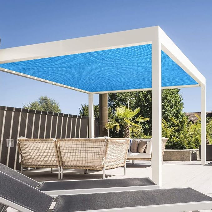 Eden's Decor Straight Flat-Edged Sun Shade Sail Rectangular 12' x 21' Blue - Image 6