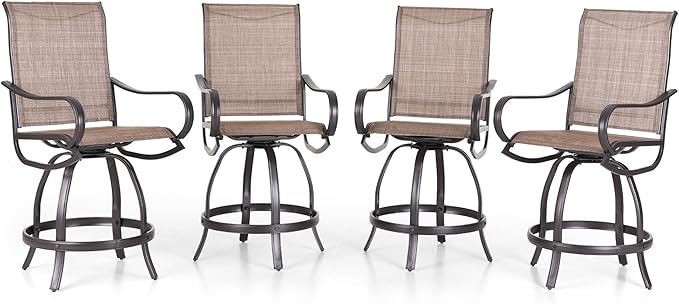 Sophia and William Patio Bar Stools Counter Height, Swivel Bar Chairs, Supports by SophiaWilliam