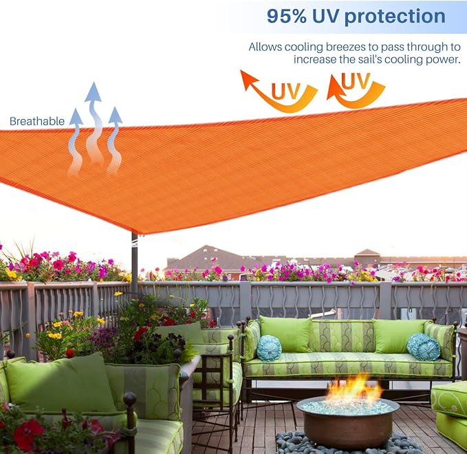 E&K Sunrise 6' x 6' x 6' Sun Shade Sail Triangle Canopy Shade Cover UV Block - Image 5