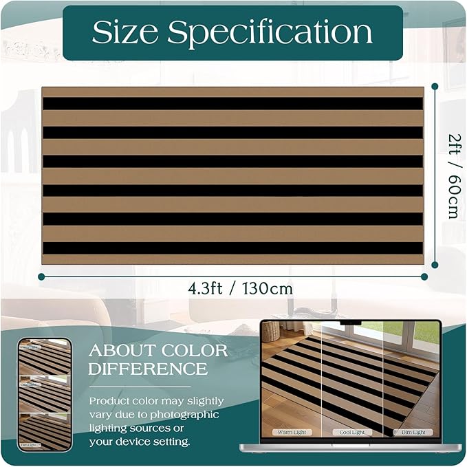 Outdoor Rug Striped Door Mat with Non-Slip Backing, 2 x 4 Ft