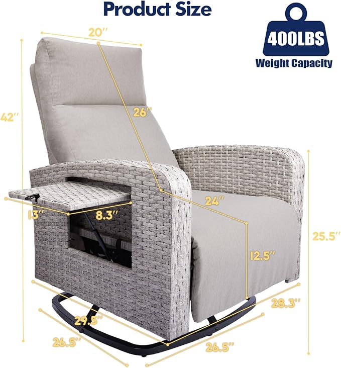 Outdoor Recliner Chair, Wicker Patio Recliners - Image 2