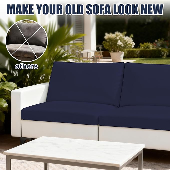 Sofa Covers for Patio Cushions, Navy Stretch Fit, Set of 4