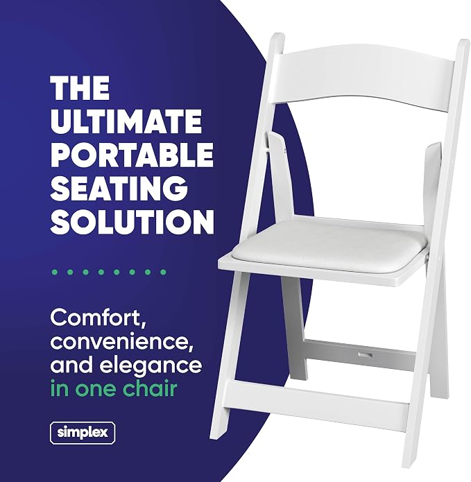 SIMPLEX 12 White Folding Chairs – Resin Stackable Foldable Chairs - Image 4