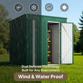 Storage Shed, 6 x 4 ft Green Steel with Lockable Double Doors