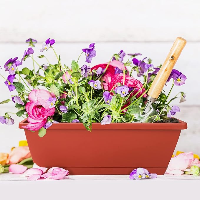 Window Box Planter, 7 Pack Plastic Vegetable Flower Planters Boxes 17 Inches - Image 2