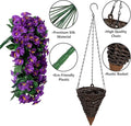 Artificial Flowers Hanging Basket, Purple Silk Orchid, 11-Inch