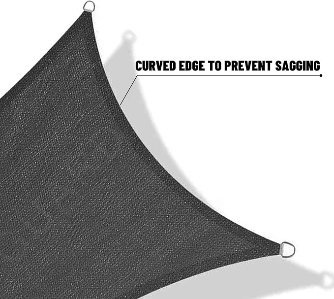 SUNNY GUARD Sun Shade Sail 8' x 8' Rectangle Dark Grey UV Block Sunshade - Image 7