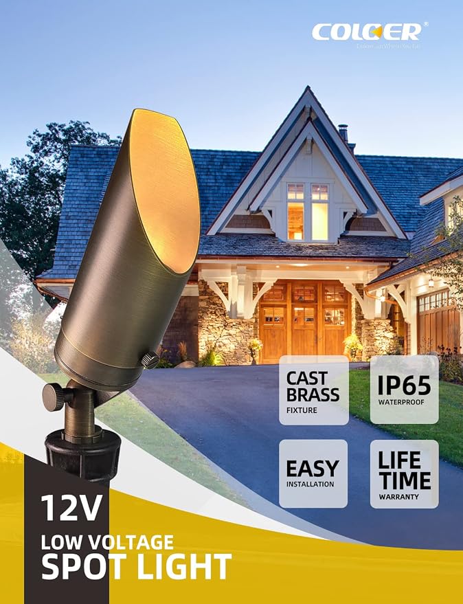 COLOER Brass Landscape Spotlights, 12 Pack Spotlight Fixture Outdoor - Image 2